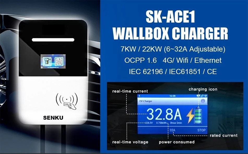 1 7KW 22KW Electric Car Level 2 Smart EVSE 16A 32A OCPP 1.6 AC Commercial EV Charger product-950-592